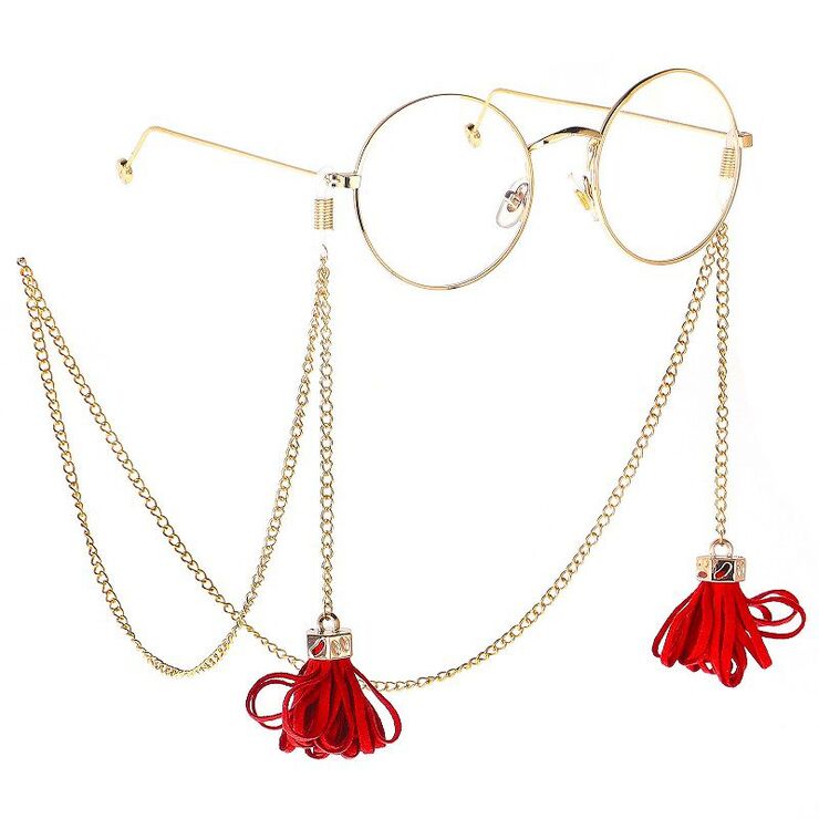 Gold-colored metal non-slip chain, with tassel, for glasses and masks GL194-2