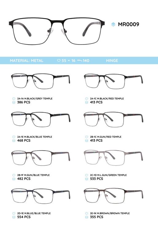 Металлическая оправа с дужками из материала TR-90 MR0009