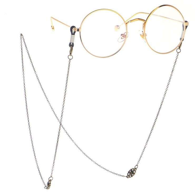 Металлическая нескользящая цепочка бронзового цвета, с полым цветком, для очков и масок GL126