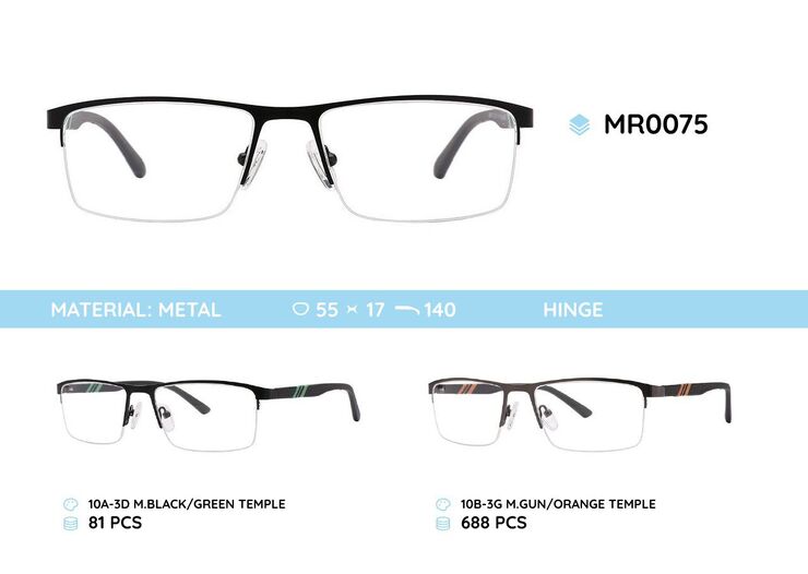 Металлическая оправа с дужками из материала TR-90 MR0075