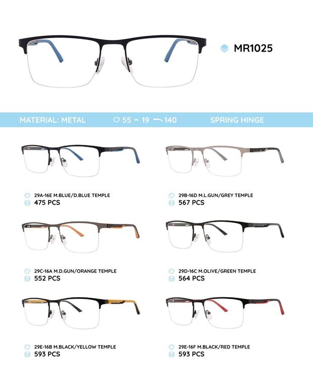 Metal frame with TR-90 temples with spring hinges MR1025