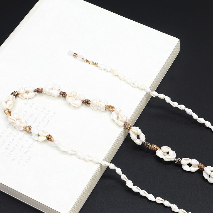 Металлическая нескользящая цепочка золотого цвета, с ракушками, для очков и масок GL342