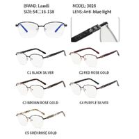 Очки защитные металлические полуободковые с защитой от синего света Landi LD3028