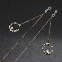 Metal non-slip chain, with pendant round flower, for glasses and masks GL731