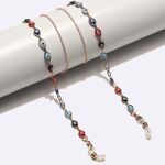 Gold-colored metal non-slip chain, with colorful beads eyes, for glasses and masks GL1737