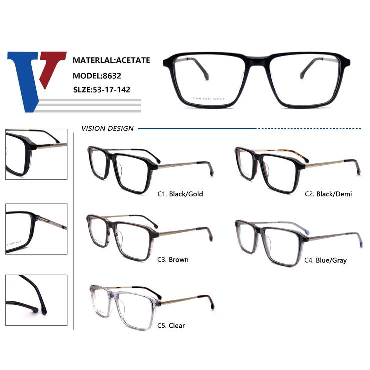 Plastic acetate + metal frame with spring hinges 8632-DA