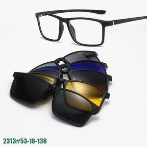 TR90/PC plastic frame + 5 polarized sun protection magnet clip-on set + leather bag El Dorado EL2313A