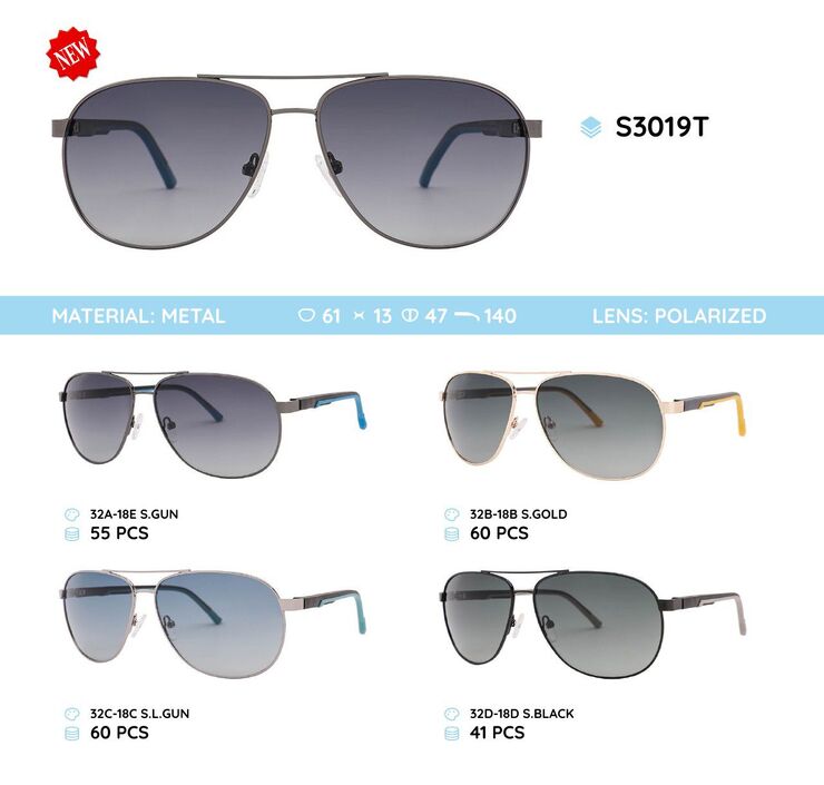 Metal frame polarized sunglasses S3019T