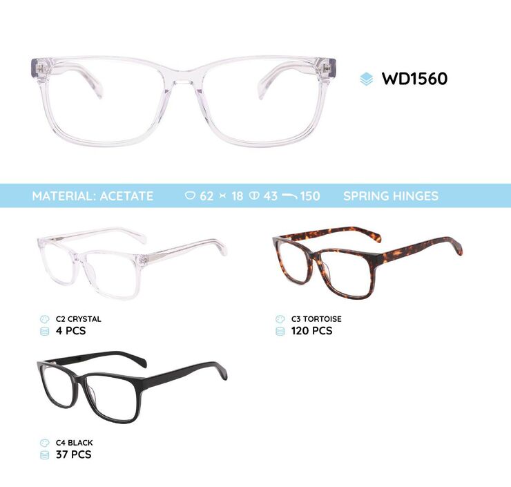 Plastic acetate eyeglasses frame for men with spring hinges WD1560