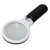 Magnifier with universal backlight and compass, magnifying glass with handle 6903-XX, diameter 85 mm, magnification: 2,5Х, 45Х
