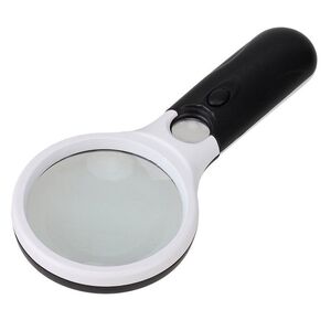 Magnifier with universal backlight, magnifying glass with handle 6903-XX, diameter 85 mm, magnification: 2,5Х, 45Х
