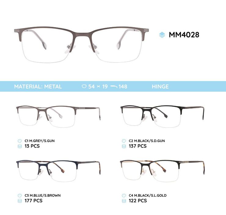 Оправа для очков металлическая мужская полуободковая MM4028