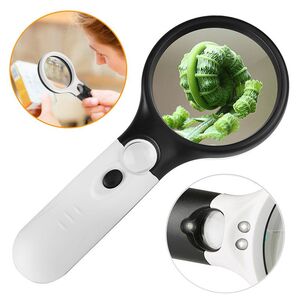 Magnifier with universal backlight, magnifying glass with handle 6902AB-XX, diameter 75 mm, magnification: 3Х, 45Х