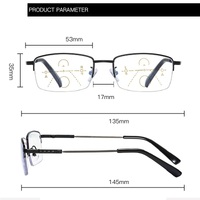 Металлические очки с защитой от синего света Blue Block полуободковые с диоптриями F018