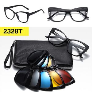 TR90/PC plastic frame + 5 polarized sun protection magnet clip-on set + leather bag El Dorado EL2328T