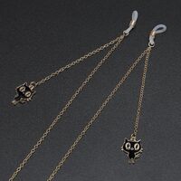 Gold-colored metal non-slip chain, with pendant kitten, for glasses and masks GL247