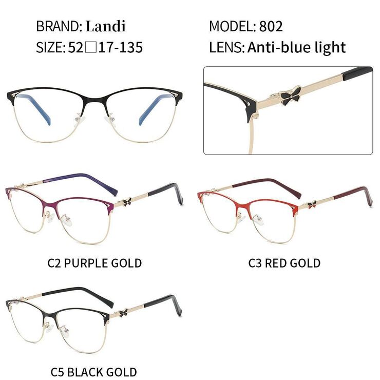 Protective anti-reflective coating metal glasses Landi LD802