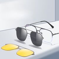 Metal Blue Ray Cut protection frame + 2 magnet sunshade clip-ons 7651-GT