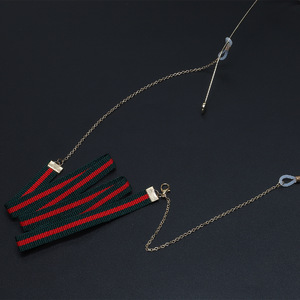 Metal non-slip chain, with ribbon, for glasses and masks GL687