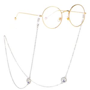 Silver-colored metal non-slip chain, with tree of life and rhinestone, for glasses and masks GL228