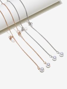 Glasses chain with pearl set of two-piece golden and silver GM024