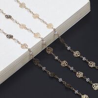 Металлическая нескользящая цепочка золотого цвета, с розами и бусинами, для очков и масок GL691