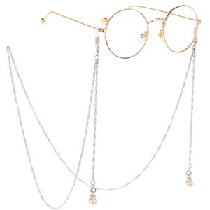 Metal non-slip chain, with pendant pearl, for glasses and masks GL190