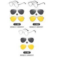 Оправа металлическая с защитой от синего света + 2 магнитные солнцезащитные насадки (клипон) 7603-GT