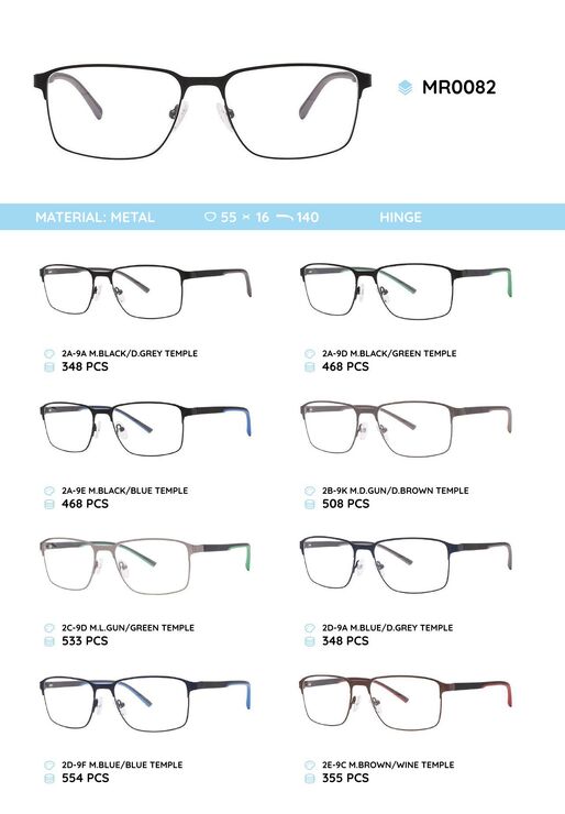 Металлическая оправа с дужками из материала TR-90 MR0082