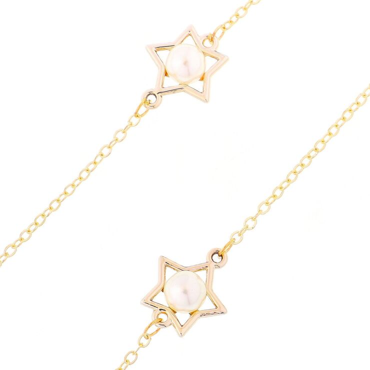 Gold-colored metal non-slip chain, with five-star and pearl, for glasses and masks GL305