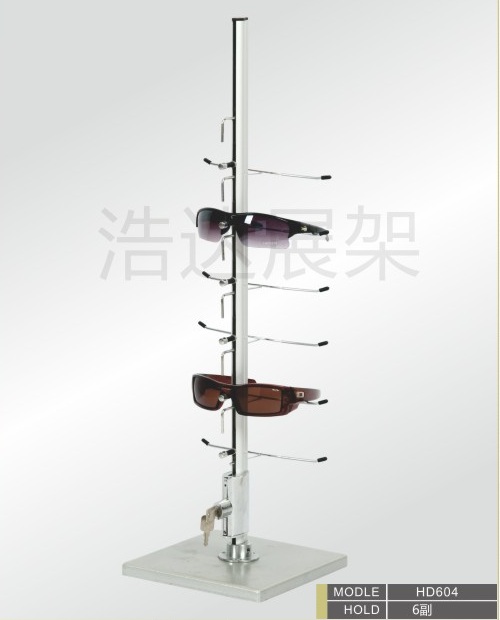 Glasses desk stand with 6 slots and lock HD604