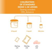 Краситель порошковый TCN, для окрашивания пластиковых CR39 линз с индексом 1.50, набор 10 пакетиков по 10 г