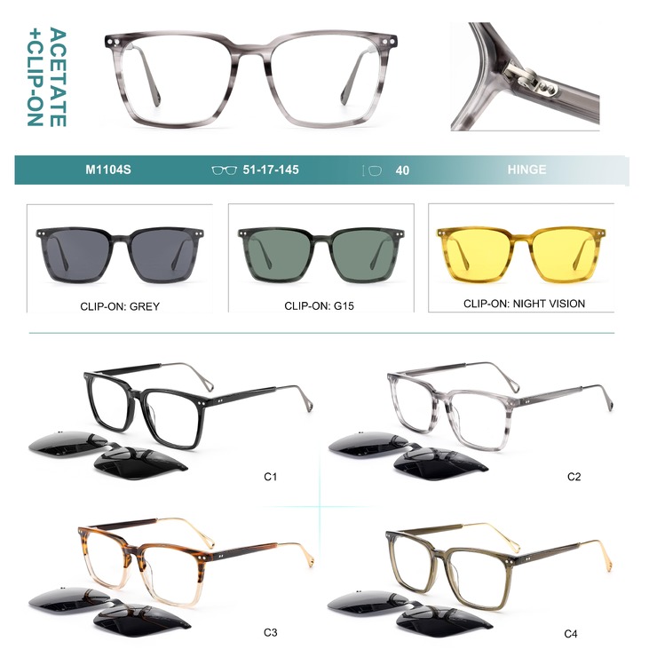 Plastic acetate frame + polarized clip-on Big City M1104S