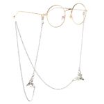 Silver-colored metal non-slip chain, with reindeer, for glasses and masks GL052