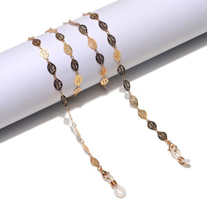 Metal golden hollow leaves glasses chain GL1217