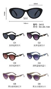 PC plastic sunglasses with metal hinge and UV400 lenses 3415W