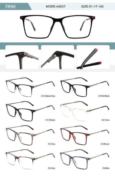 Plastic TR90 frame for men with spring hinges A5037-DA