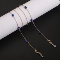 Gold-colored metal non-slip chain, with blue eye beads, for glasses and masks GL875