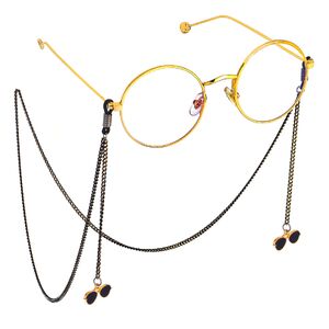 Black-colored metal non-slip chain, with sunglasses, for glasses and masks GL515