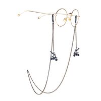 Black-colored metal non-slip chain, with pendant motorcycle, for glasses and masks GL982