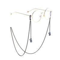 Black-colored metal non-slip chain, with pendant bear, for glasses and masks GL841