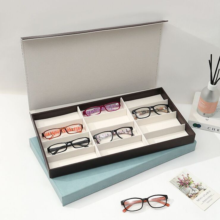 Glasses and frames portable holder display with 15 slots and cover, from 1 piece JS-C250221-3