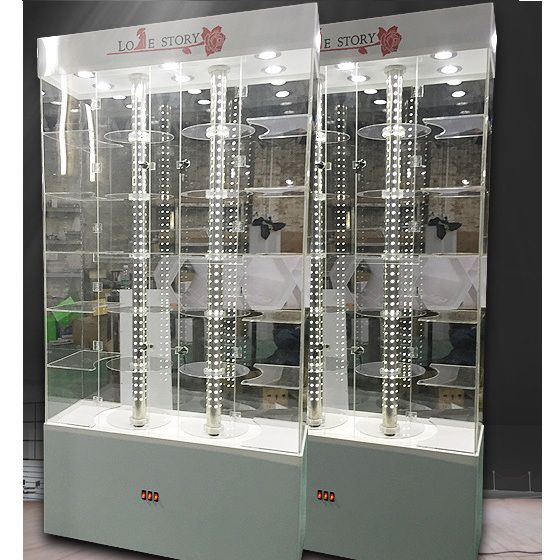 Стойка-витрина акриловая напольная вращающаяся для очков, оправ, футляров и аксессуаров с двумя колоннами 18006F