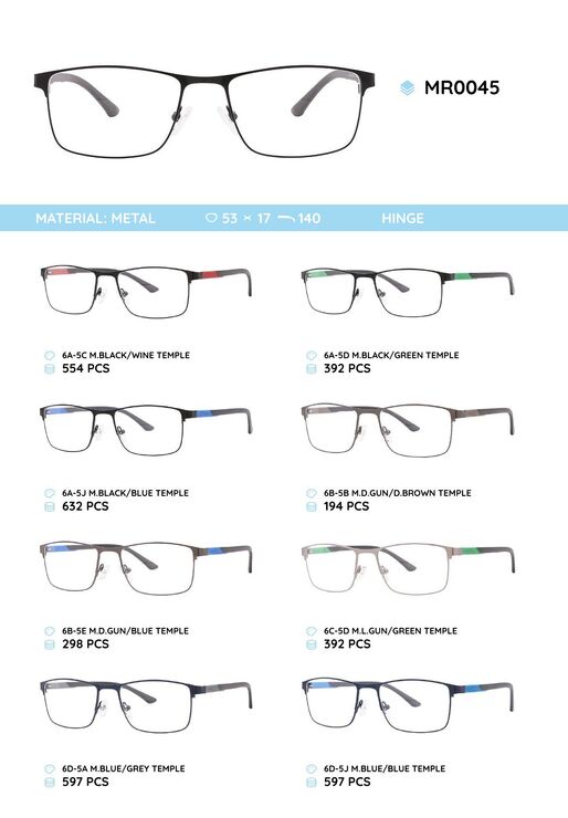 Металлическая оправа с дужками из материала TR-90 MR0045