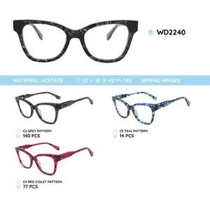 Plastic acetate eyeglasses frame for women with spring hinges WD2240