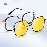 Оправа комбинированная, металл + пластик с защитой от синего света + 2 магнитные солнцезащитные насадки (клипон) 7700-GT