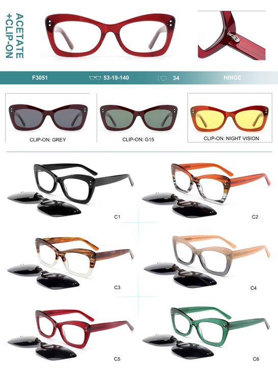 Plastic acetate frame + polarized clip-on Big City F3051S