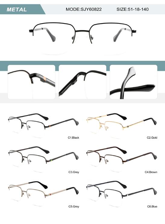 Metal nylor frame for men with spring hinges SYJ60822-DA