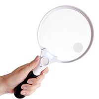 Magnifier with universal backlight, magnifying glass with handle 607B-XX, diameter 127 mm, magnification: 2Х, 4Х, 25Х