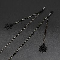 Black-colored metal non-slip chain, with pendant snowflake, for glasses and masks GL743